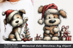 Whimsical Cute Christmas Dog Clipart Product Image 1