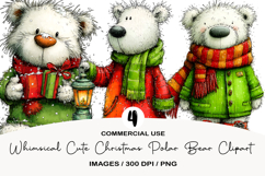 Whimsical Cute Christmas Polar Bear Clipart Product Image 1