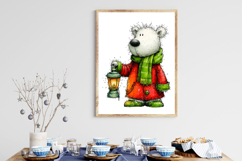 Whimsical Cute Christmas Polar Bear Clipart Product Image 3