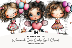 Whimsical Cute Curly Girl Clipart Product Image 1