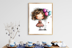 Whimsical Cute Curly Girl Clipart Product Image 3