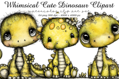 Whimsical Cute Dinosaur Clipart Product Image 1