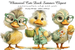 Whimsical Cute Duck Summer Clipart Product Image 1