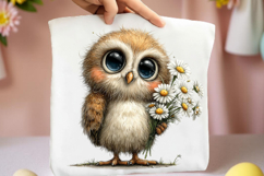 Whimsical Cute Owl Daisy Clipart Product Image 2