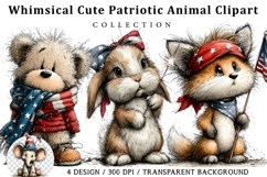 Whimsical Cute Patriotic Animal Clipart Product Image 1