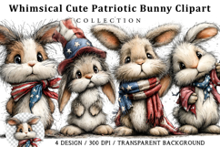 Whimsical Cute Patriotic Bunny Clipart Product Image 1