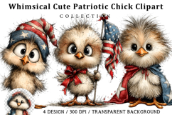 Whimsical Cute Patriotic Chick Clipart Product Image 1