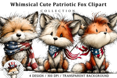 Whimsical Cute Patriotic Fox Clipart Product Image 1