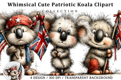 Whimsical Cute Patriotic Koala Clipart Product Image 1