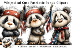 Whimsical Cute Patriotic Panda Clipart Product Image 1
