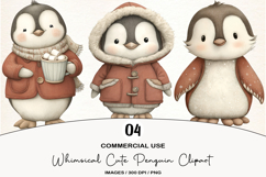 Whimsical Cute Penguin Clipart Product Image 1