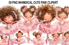 Whimsical Cute Pink Clipart Girl Clipart Watercolor Png Product Image 1