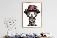 Whimsical Cute Thanksgiving Bear Clipart Product Image 3