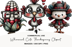 Whimsical Cute Thanksgiving Clipart Product Image 1