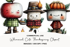 Whimsical Cute Thanksgiving Clipart Product Image 1