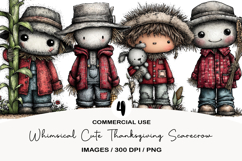 Whimsical Cute Thanksgiving Scarecrow Clipart Product Image 1