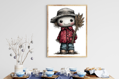 Whimsical Cute Thanksgiving Scarecrow Clipart Product Image 3