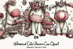 Whimsical Cute Unicorn Cow Clipart Product Image 1