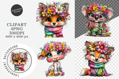 Whimsical Daisy Animals Clipart Product Image 1