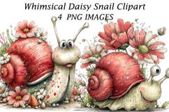 Whimsical Daisy Snail Clipart Product Image 1