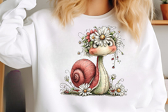 Whimsical Daisy Snail Clipart Product Image 2
