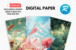 Whimsical Digital Paper, Whimsical Background Product Image 1