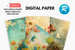 Whimsical Digital Paper, Whimsical Background Product Image 1