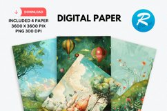 Whimsical Digital Paper, Whimsical Background Product Image 1