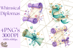 Graduation Diploma Clipart PNG, Whimsical Diploma Scroll Product Image 1