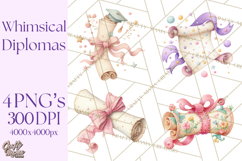 Graduation Diploma Clipart PNG, Whimsical Diploma Scroll Product Image 1