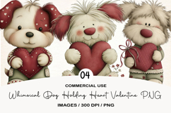 Whimsical Dog Holding Heart Valentine PNG Product Image 1