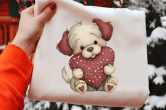 Whimsical Dog Holding Heart Valentine PNG Product Image 2