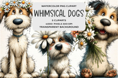 Whimsical Dogs Daisy Clipart Product Image 1