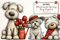 Whimsical Dogs Spring Clipart Product Image 1