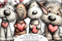 Whimsical dogs valentines day clipart - Whimsical dogs Png Product Image 1