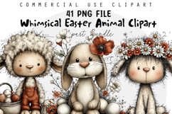 Whimsical Easter Animal Clipart Bundle, Easter Sublimation Product Image 1