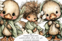 Whimsical easter animal clipart- Easter animals Png Product Image 1