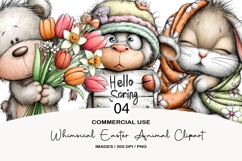 Whimsical Easter animal Clipart Product Image 1