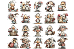 Whimsical Easter Animals Clipart Sublimation PNG Bundle Product Image 2