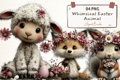 Whimsical Easter Animals Clipart Product Image 1