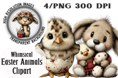 Whimsical Easter Animals Clipart Product Image 1