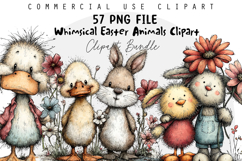 Whimsical Easter Animals Clipart Sublimation PNG Bundle Product Image 1