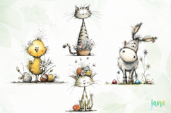 Whimsical Easter Animals Clipart Product Image 1