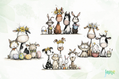 Whimsical Easter Animals Clipart Product Image 1
