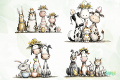 Whimsical Easter Animals Clipart Product Image 1