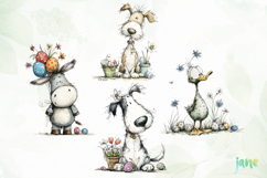 Whimsical Easter Animals Clipart Product Image 1