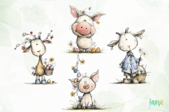 Whimsical Easter Animals Clipart Product Image 1