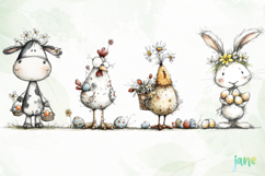 Whimsical Easter Animals Clipart Product Image 1