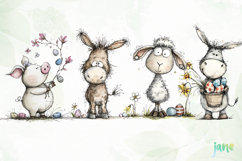 Whimsical Easter Animals Clipart Product Image 1