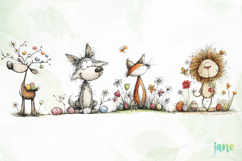 Whimsical Easter Animals Clipart Product Image 1
